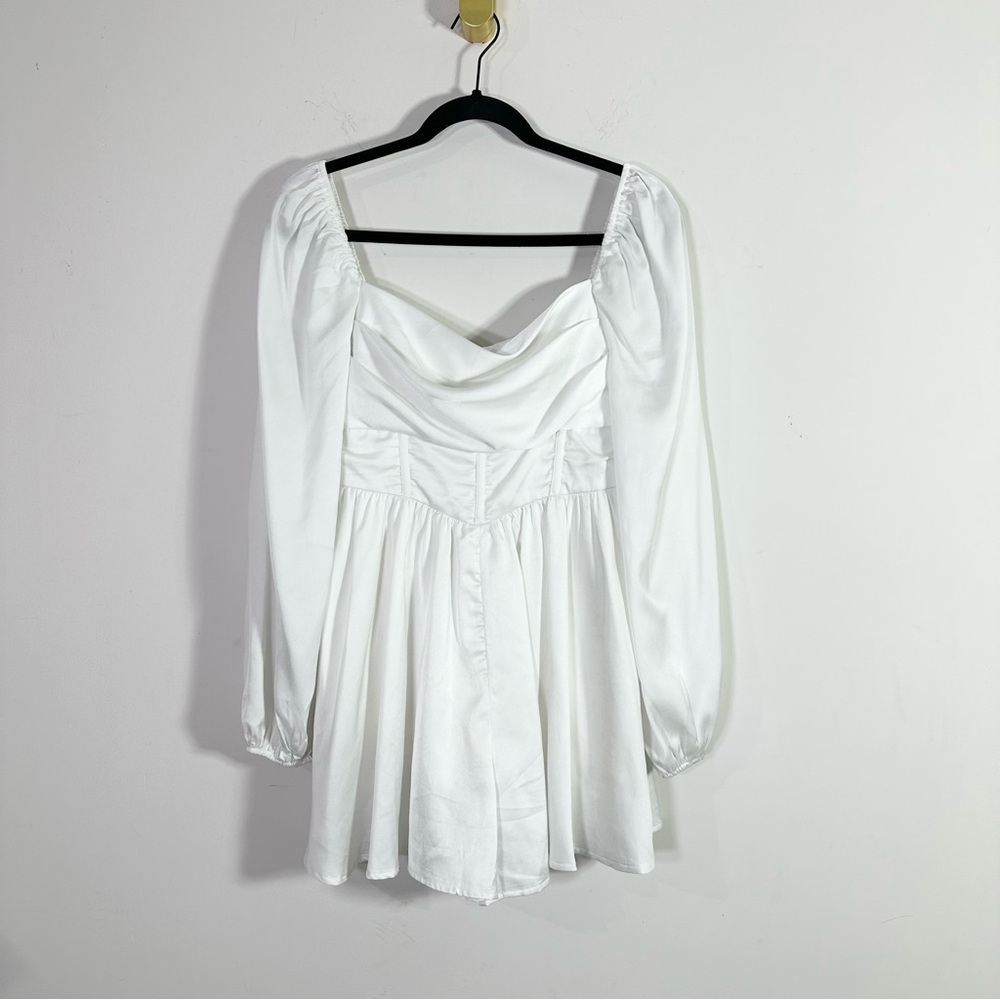 Princess Polly White Long Balloon Sleeve Milkmaid Romper